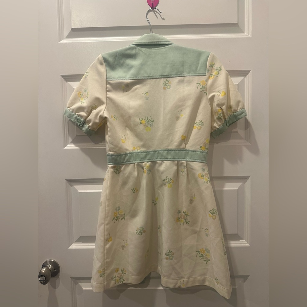 Urban Outfitters Cream Mini Dress with Mint Trim and Yellow Floral - Picture 8 of 11